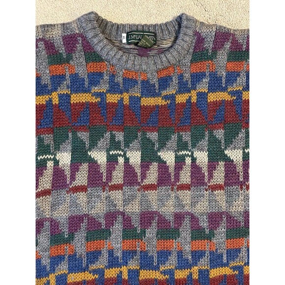 Vintage J McLaughlin Sweater Womens XL 90’s Art Colorful Wool Hand Knit Oversize - Picture 1 of 7